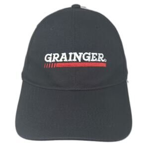 Grainger Industrial Supply Logo Black Red Baseball Cap Hat OSFA Strapback Cotton